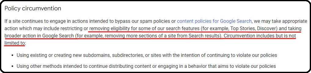 Google content clear policy